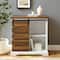 Walker Edison 32" Solid White & Reclaimed Wood Two-Tone Sliding Slat Door Accent Cabinet